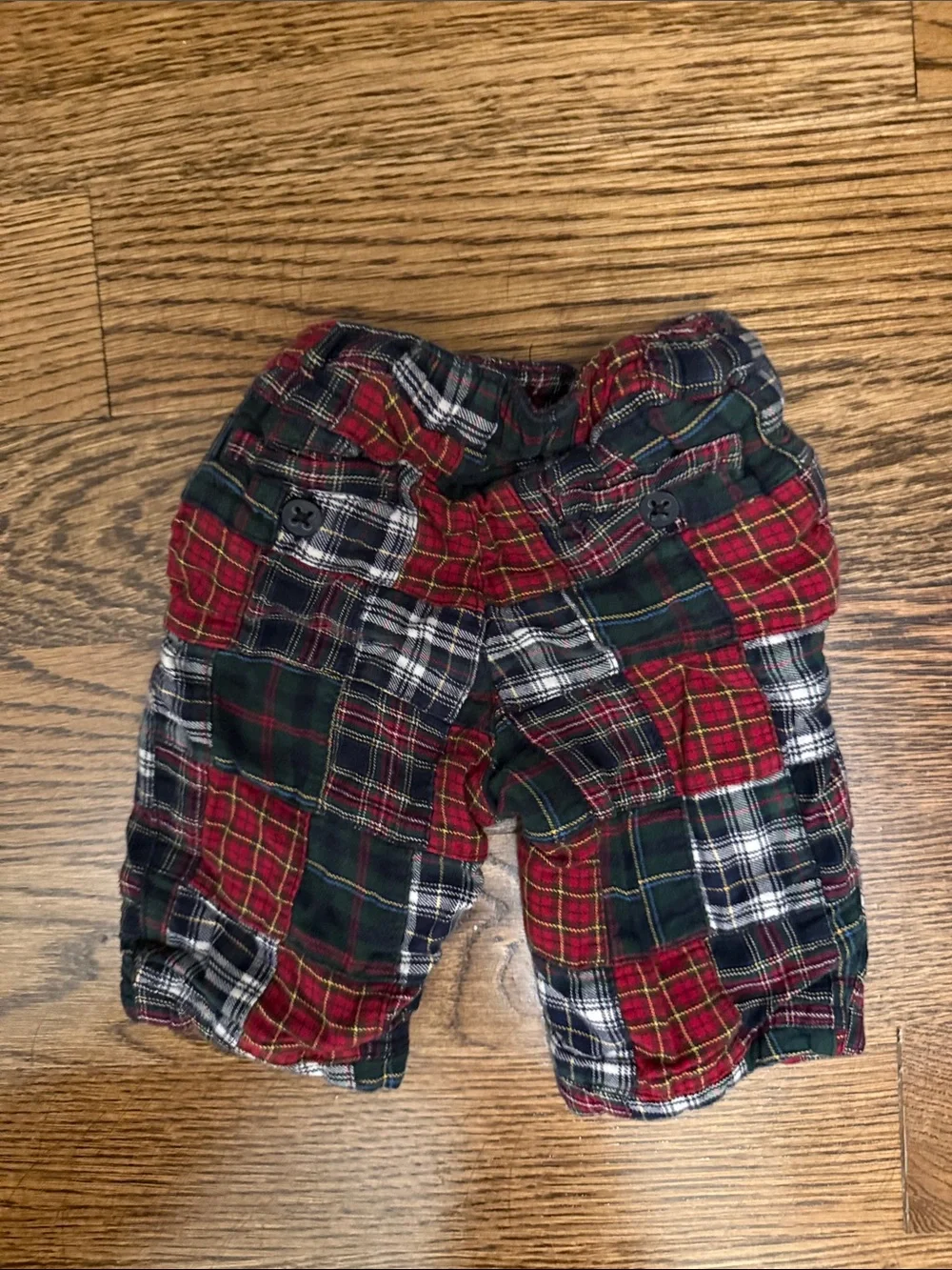 GAP Red Green Navy Patchwork Plaid Pants